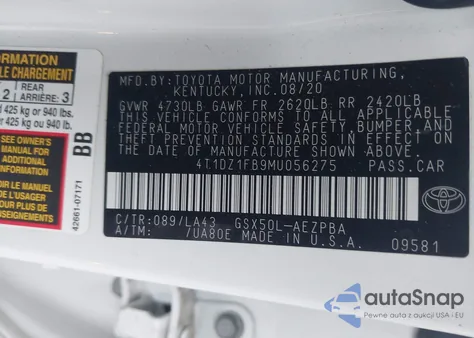 2021 Toyota Avalon Limited from USA, damaged, VIN 4T1DZ1FB9MU056275